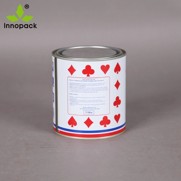 Printed 1liter Small Mini Round Metal Tin Can with Lid