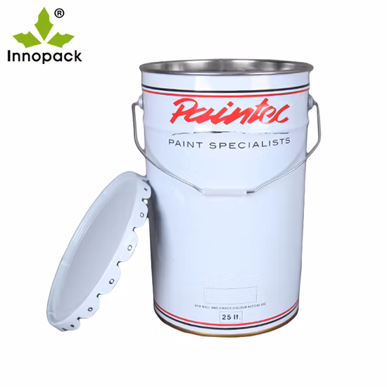 Cubo/tambor de metal de 5 galones con cubierta Reike Cubo de metal redondo para pintura de 25 litros