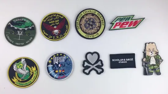 Parche bordado con logotipo personalizado y borde cortado con láser con diseño animal lindo