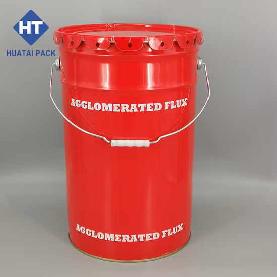 Logotipo personalizado, cubo de pintura de hojalata con tambor de acero de cabeza abierta de 25 litros con tapa y mango de metal