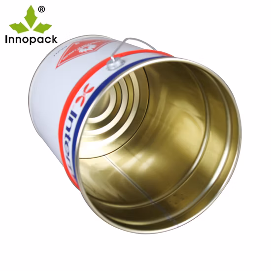 Venta caliente redondo tapa de flor cubo de metal 20L con logotipo de impresión